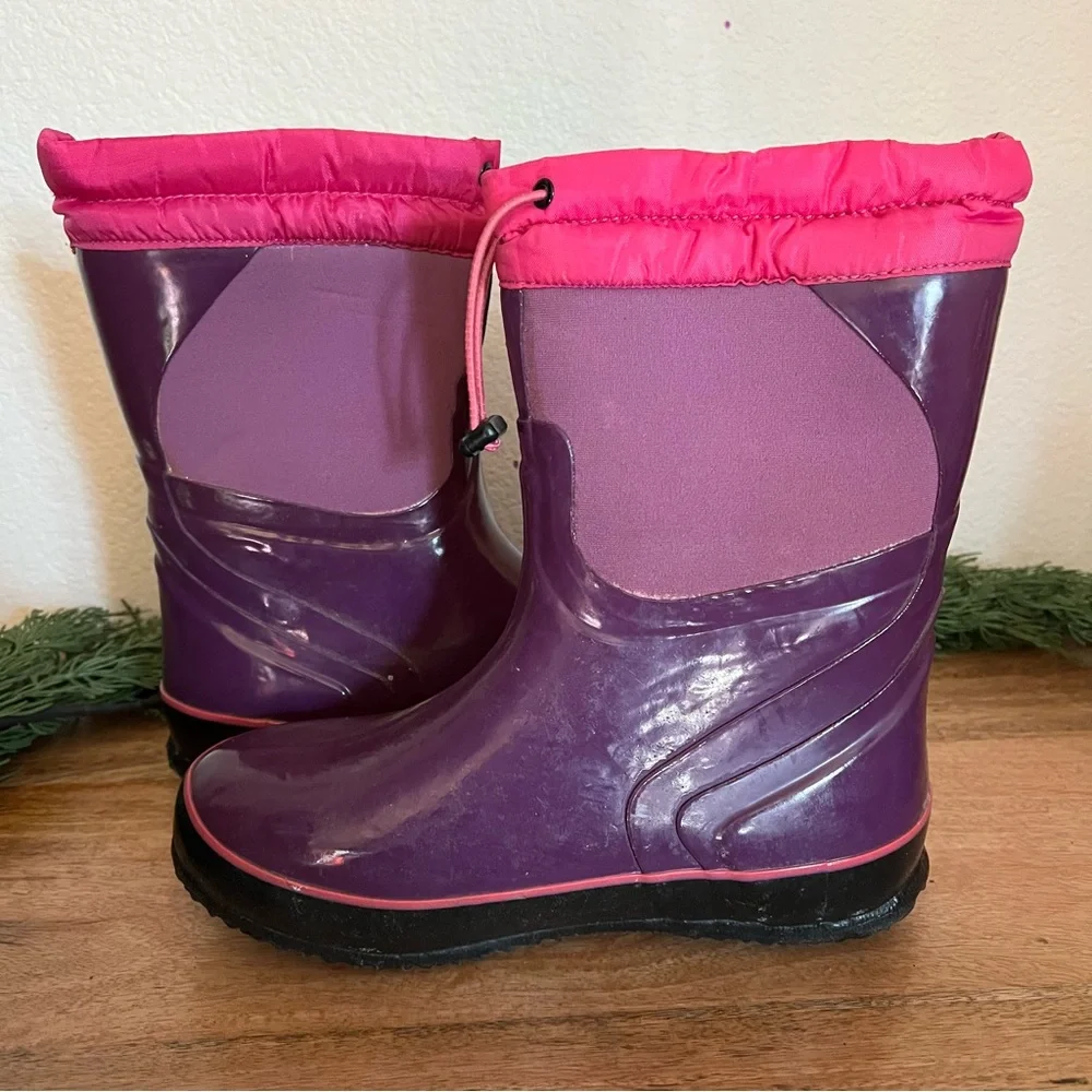 Bogs Pink Purple Girls Winter Snow Boots Size 6 Rubber Slip resistant Waterproof